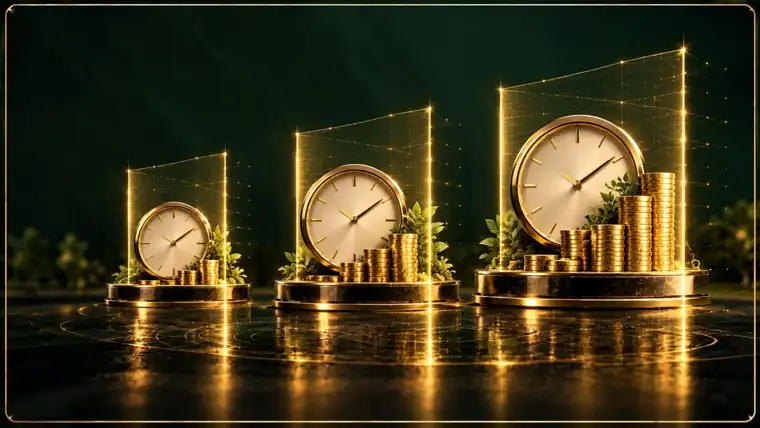 Social Security timing X-Ray: a gold age-62 to age-70 retirement timeline, analog clock, and survivor planning theme