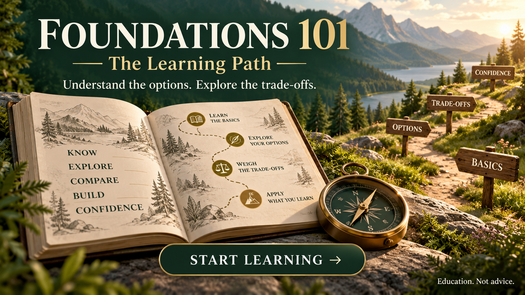 Foundations 101. The Learning Path. Understand the options. Explore the trade-offs. Start learning. Education, not advice.