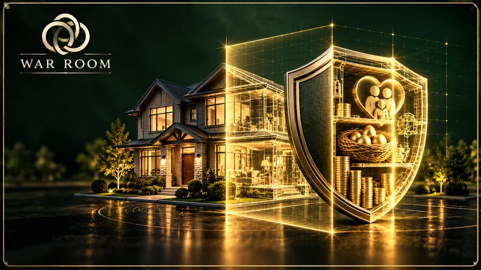 A family home and retirement nest egg protected by a shield in the War Room Long-Term Care X-Ray